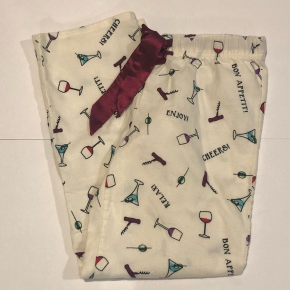Nautica Flannel Loungewear Sleepwear Pjs Printed Cocktails Wine Martini - Picture 6 of 6